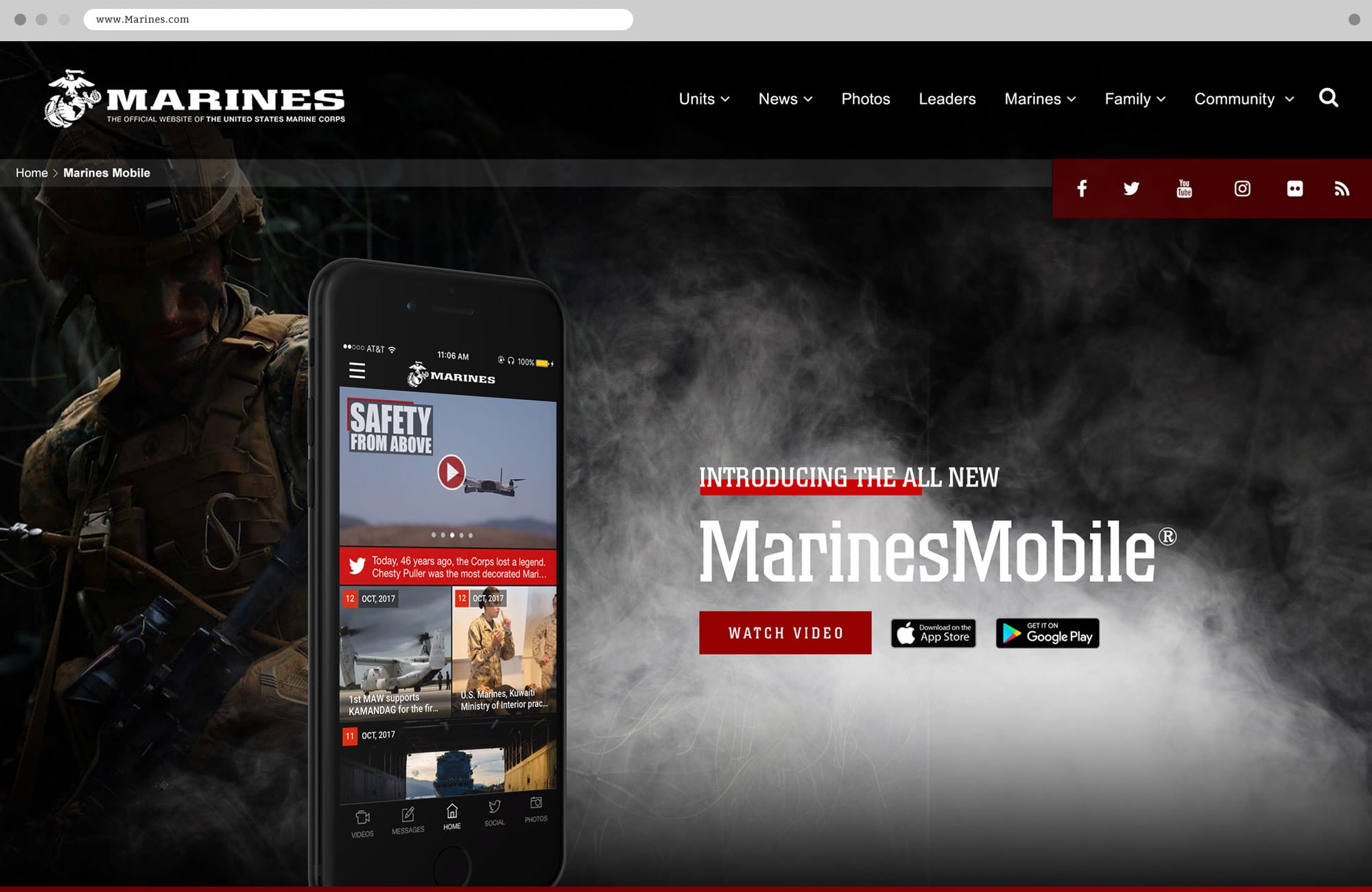 Punch - Marines Mobile Page on Website