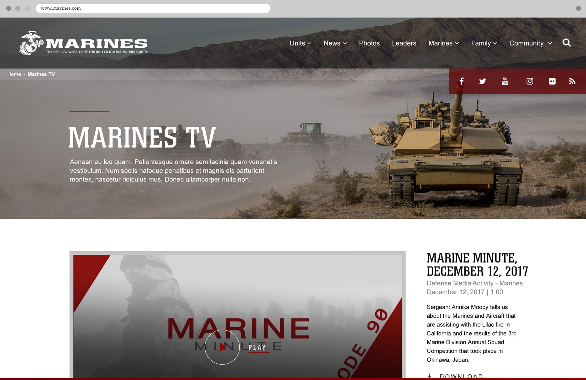 Punch - Marines TV Page on Website