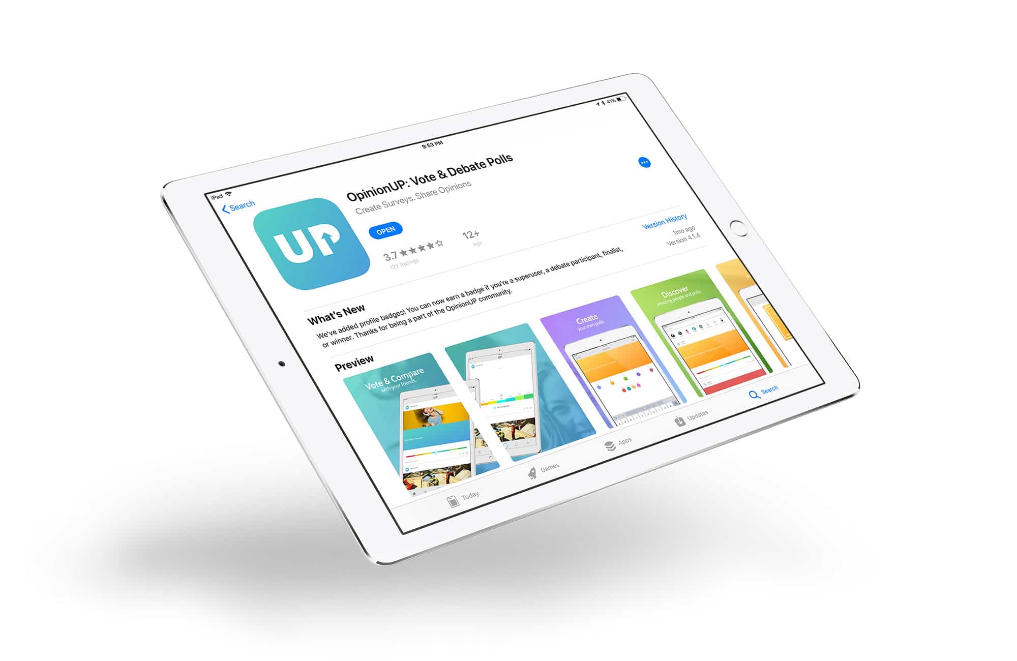 Punch- OpinionUP App Store with OpinionUP in iPad