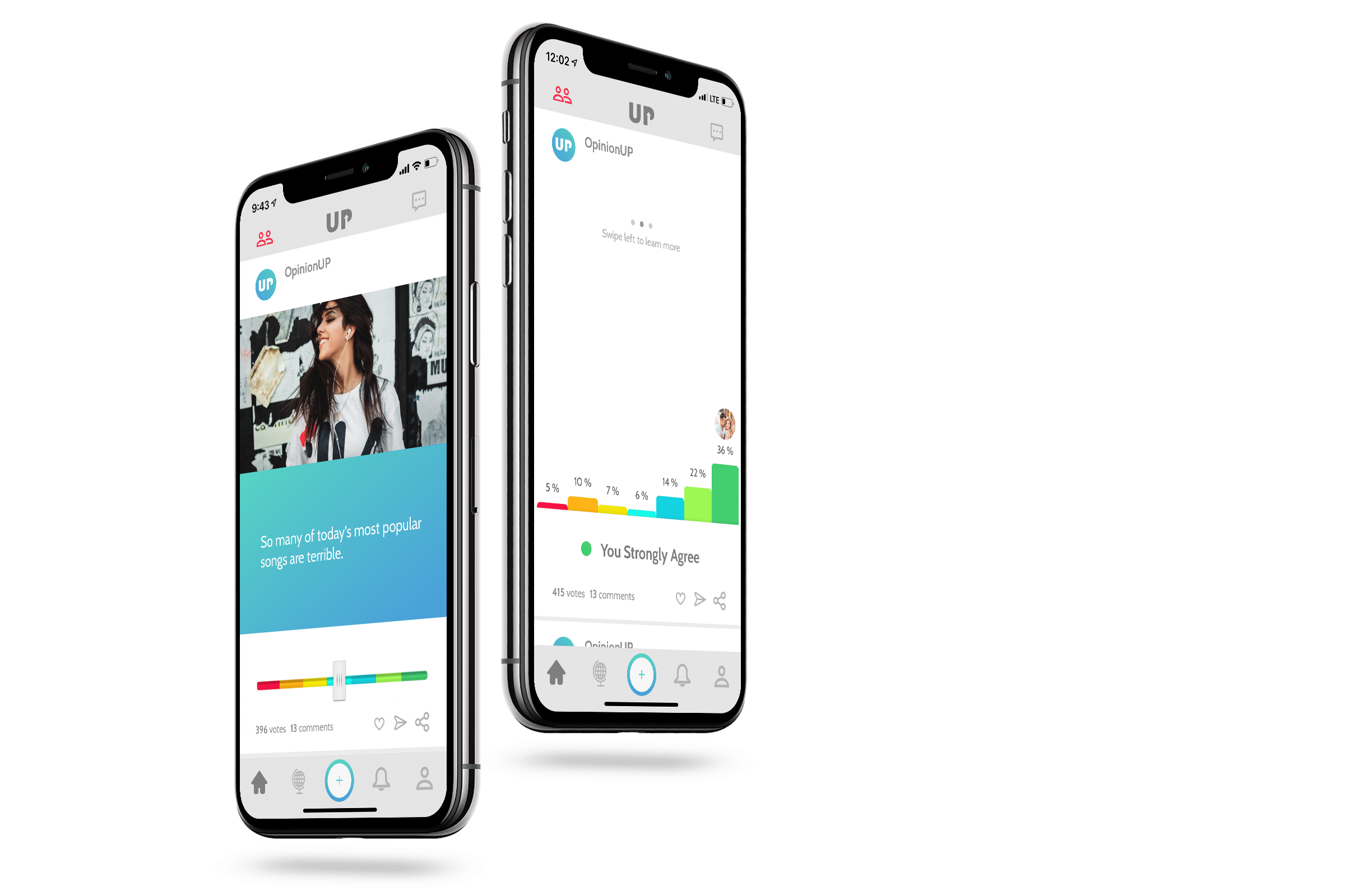 Punch - OpinionUP Two Phones App Screens