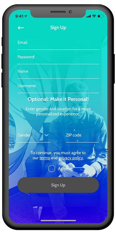 Punch -OpinionUP App Screen Sign Up