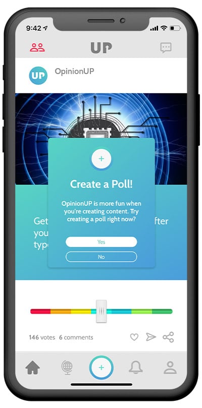 Punch- OpinionUP App Screen Create a Poll Call to Action