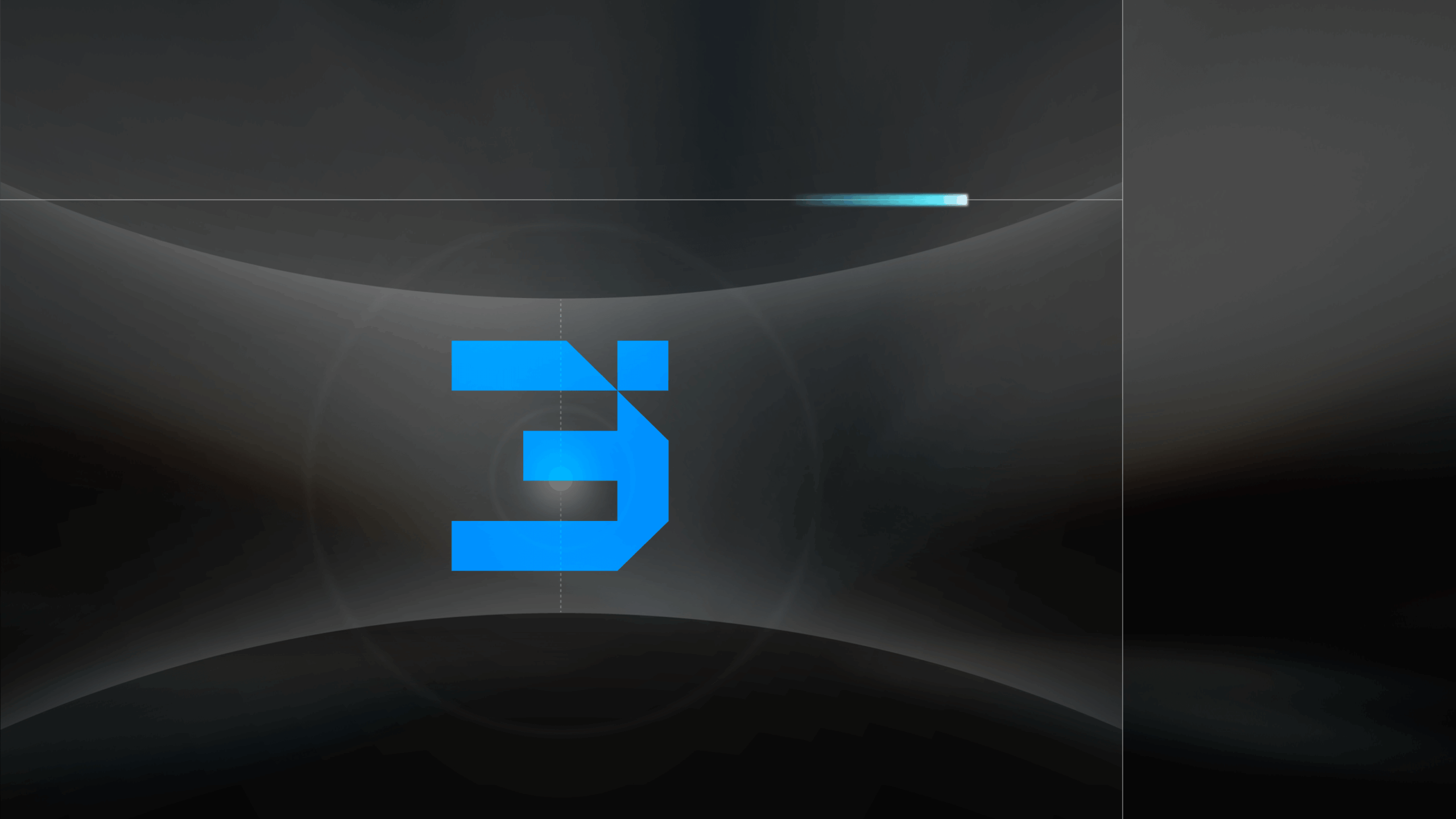 A blue digital number "5" appears on a dark, abstract background with light effects and geometric shapes.