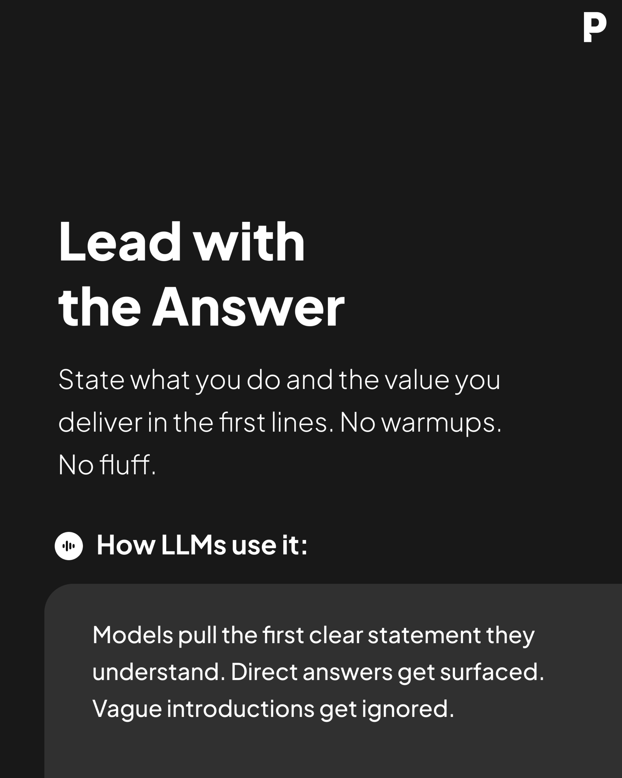 AEO Lead with the Answer – Punch