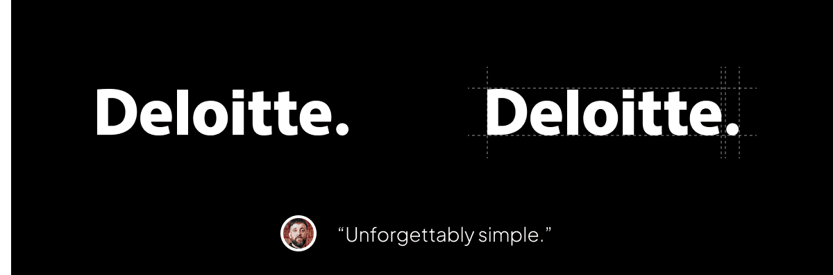 Deloitte logo with the tagline "Unforgettably simple" and a photo of a man below.