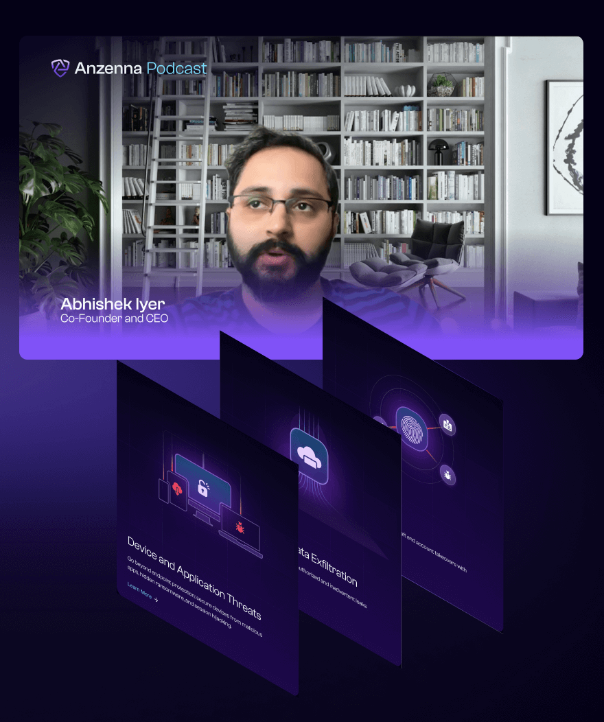 Abhishek Iyer, Co-Founder and CEO, speaks during a virtual presentation with a background of a bookshelf and digital