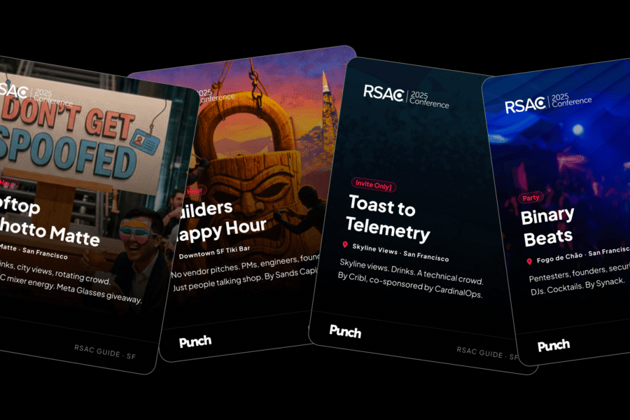 Social cards for different events to attend during RSAC 2026 - Punch